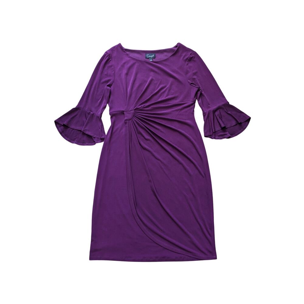 NWT Connected Flared Sleeve Sheath Dress Womens 14 Dark Plum Career Work Wedding
